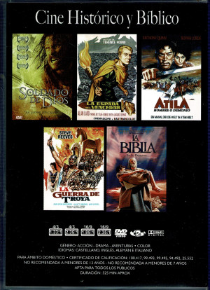 La Biblia En Su Principio  (2005) , La Guerra de Troya  (1961) , Atila: Hombre o Demonio (1954) , La Espada del Vencedor  (1961) , Soldado de Dios  (2005) 5 DVD