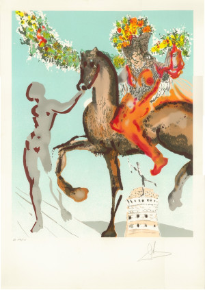 Litografía  Woman Liring Horse Salvador Dali (2008)