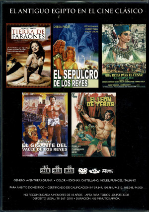 Tierra de Faraones   (1955) , El Sepulcro de los Reyes  (1960) , Una Reina para el César  (1962) , El Gigante del Valle de los Reyes , (1960) , El León de Tebas (1964) 5 DVD