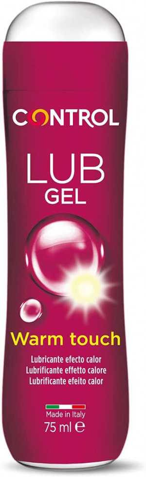 Lubricante Control Lub Warm Touch - Gel  Efecto Calor - 75 ml - Base acuosa - Compatible con Preservativo - Hipoalergénico - Sin azúcar - No mancha - Color Transparente